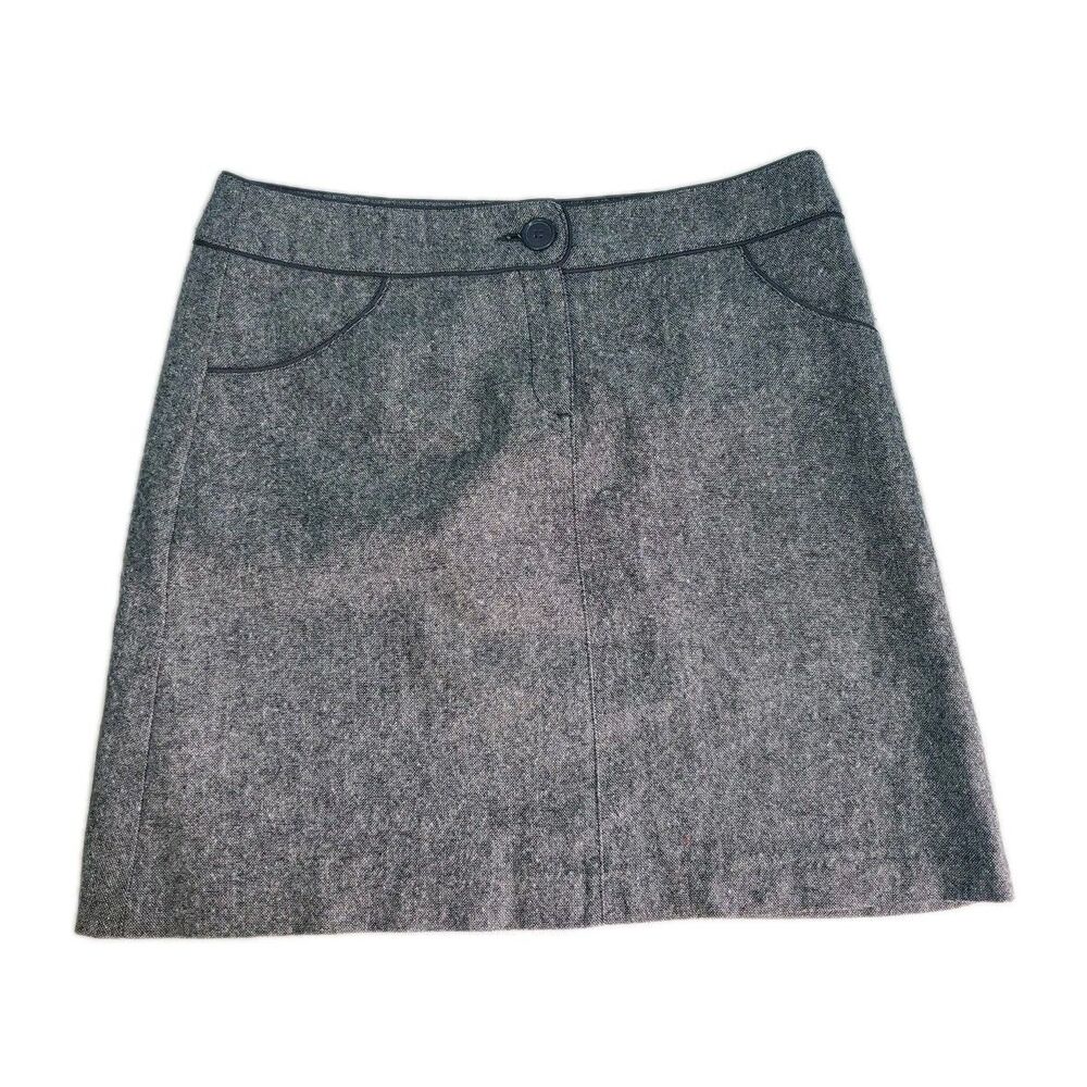 Womens Wool Blend Skirt Sz 14 Above Knee Lined Tweed By H&M Preppy Academia